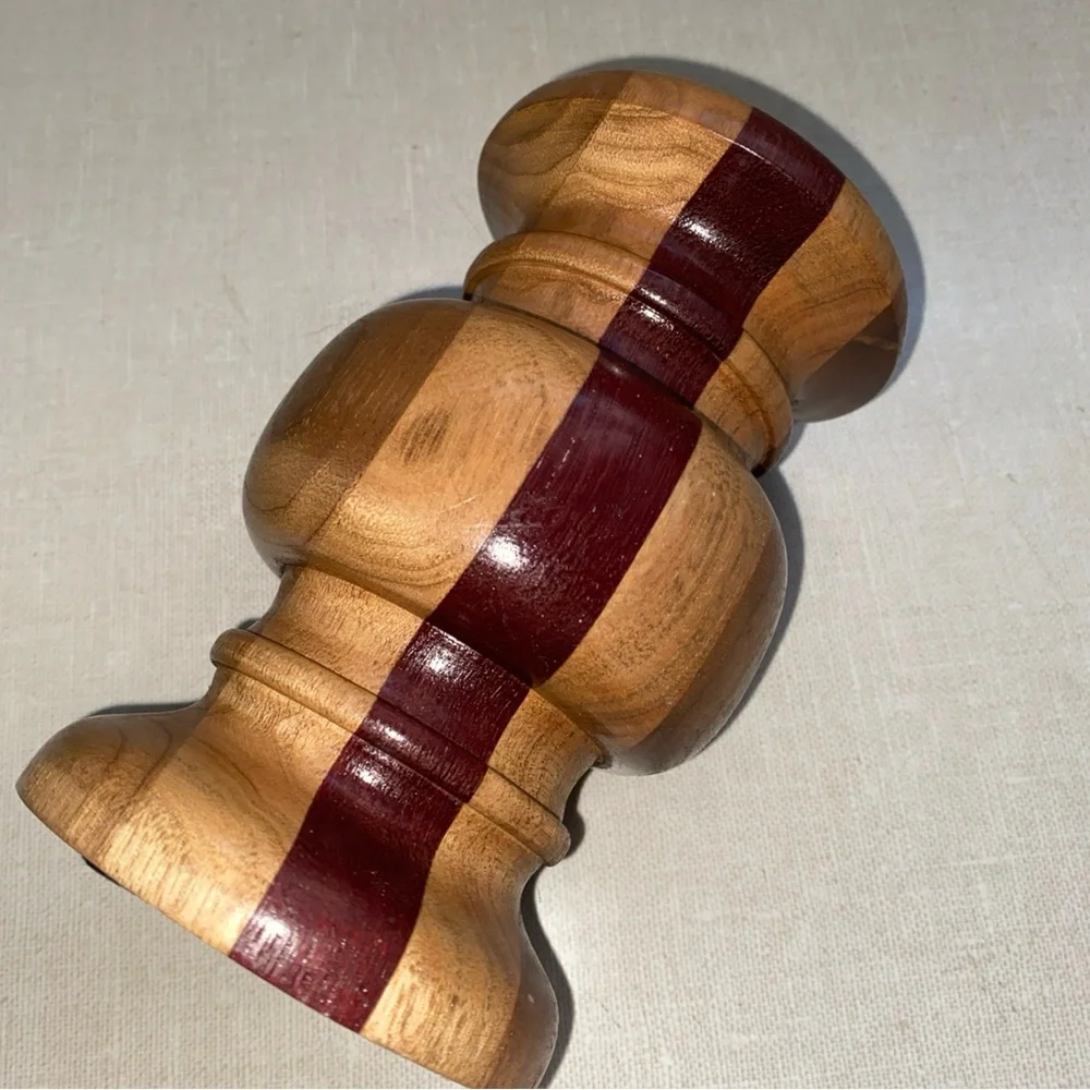 S & T Turnings Vintage Turned Wood Candle‎ Pillar Holder